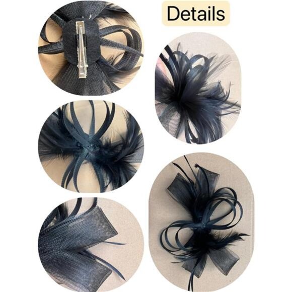 Fascinators Hat Flower St07-black - Picture 2 of 2